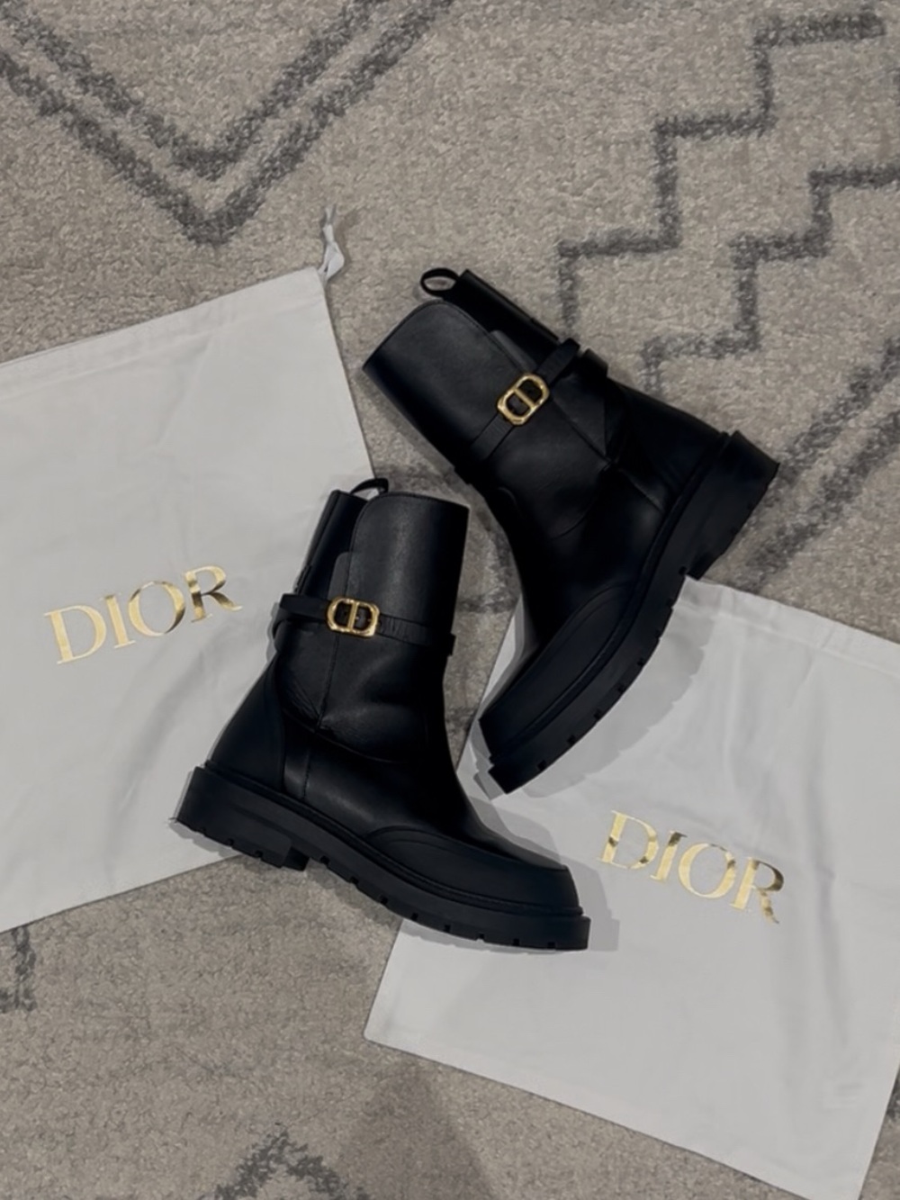 Dior Empreinte Ankle Boot Black Leather Size EU28.5 US8.5